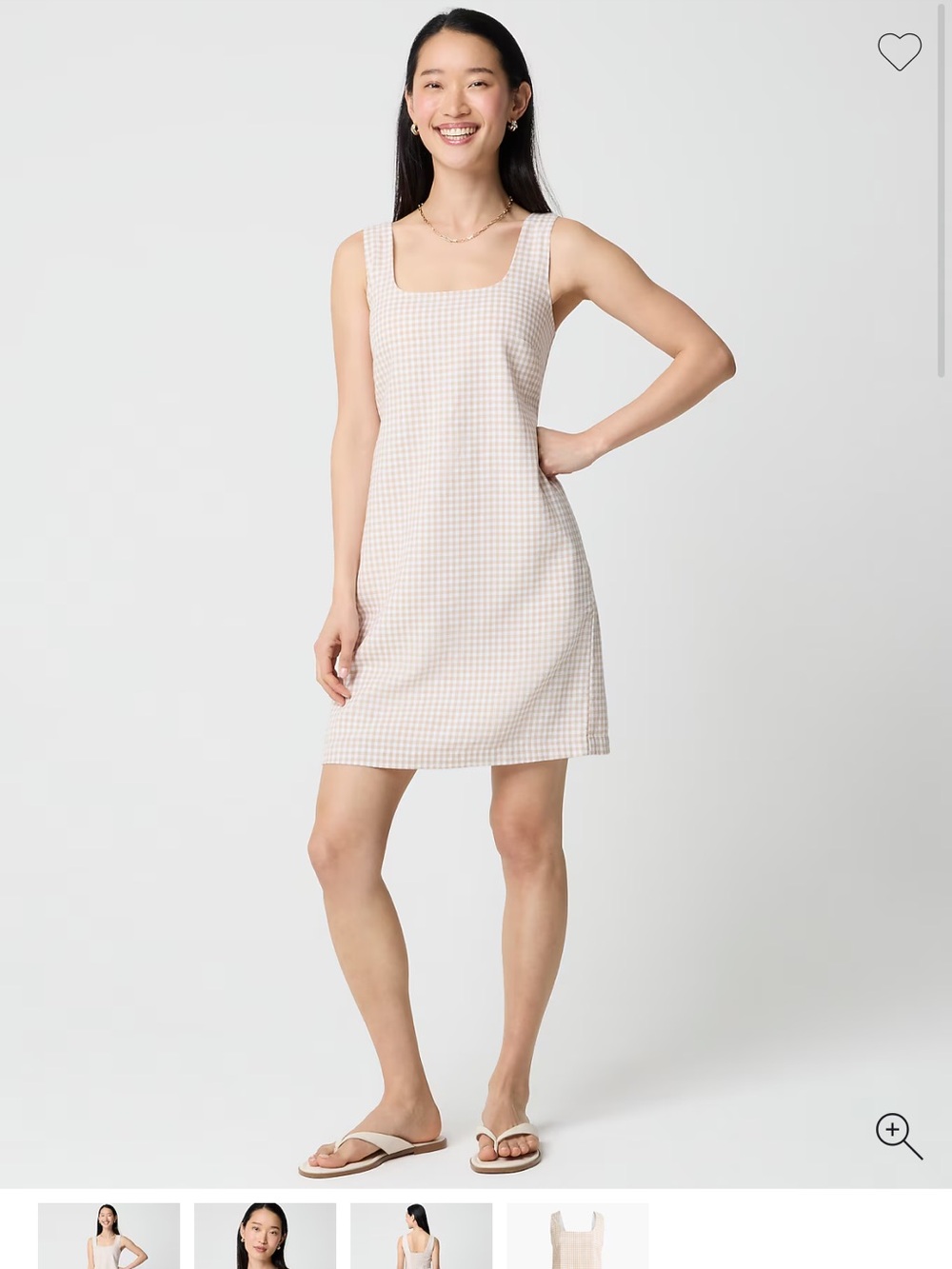 J Crew Linen-blend squareneck shift dress